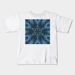 creative shades of turquoise blue floral fantasy in square format Kids T-Shirt